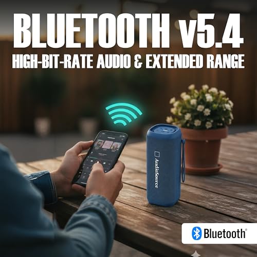 Audiosource Portable Bluetooth Speaker, 30W Loud Sound, Dual Passive Radiators for Deep Bass, Bluetooth 5.4, Auracast Multi-Speaker Pairing, IP67 Waterproof, 200ft Range, 12H Battery (Blue) - color: Blue