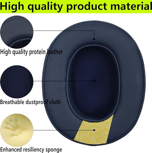 Replacement Ear Pads for Skullcandy Crusher Wireless Black | For Skullcandy Crusher360/Hesh3/Hesh ANC/Hesh Evo/Venue ANC/Crusher Evo/Crusher ANC headphones Ice cooling gel earmuffs - color: Blue/Leather