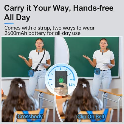 Moman Voice Amplifier with Wireless Lavalier Microphone, Zero Whistling Low Latency Portable Speaker, Personal PA System with Wireless Clip on Mic for Teachers Classroom Yoga Tour Guide Meeting Coach - color: Black