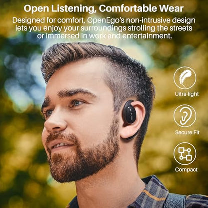 TOZO OpenEgo Open Ear Earbuds 80H Bluetooth 5.3 Headphones Sport Earbuds | Open Ear Structure with Earhooks, 32 EQ Modes, Digital LED Display,HD Clear Calls, Comfort Wear For Running, Travel, Office - color: Black