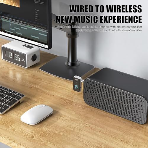 Bluetooth 5.3 Transmitter Receiver 3.5mm AUX Adapter 2 in 1 Wireless Audio Adapter for Vehicles and Home Stereos