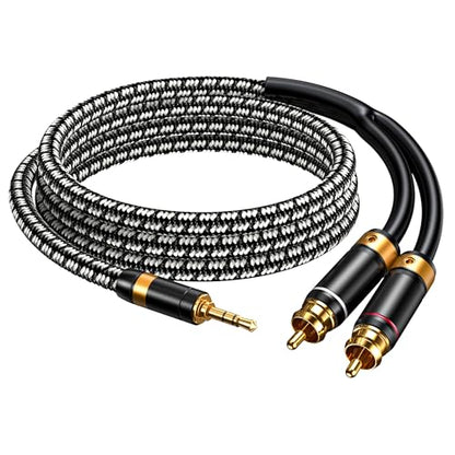 Audiophile RCA Cable, [1M/3.2Feet, Silvered-Plated Copper core] 3.5mm Male to 2RCA Male Stereo Audio Adapter Cable with Outer diameters 6.5mm for Smartphones, Tablets, Speakers, HDTV - size: 3.2 Feet (1M), style: Straight 3.5mm to 2 RCA