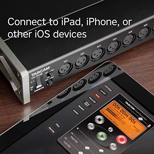 Tascam US-16x08 Rackmount USB Audio/MIDI Interface for Recording, Drum Recording, 8 XLR/8 1/4" Inputs, 8 Outputs, Control Software,Black - style: US-16x08