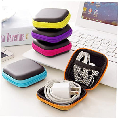 Lurrose Portable Mini EVA Headphone Case Hard Water Resistant Earphone Pouch with Soft Lining and Mesh Pocket for Travel Carrying Small Accessories Yellow