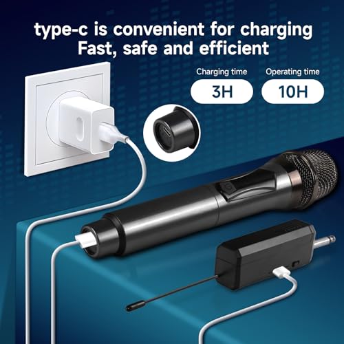 Wireless Karaoke Microphone dynamic Mic Up160ft range handheld plug-and-play design rechargeable Compatible with karaoke machines and PA systems Ideal for party、church Singing and other scenarios
