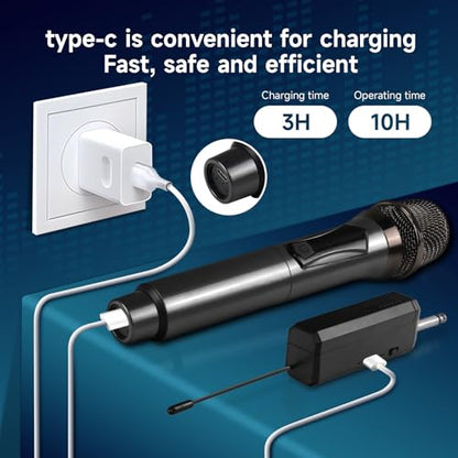 Wireless Karaoke Microphone dynamic Mic Up160ft range handheld plug-and-play design rechargeable Compatible with karaoke machines and PA systems Ideal for party、church Singing and other scenarios