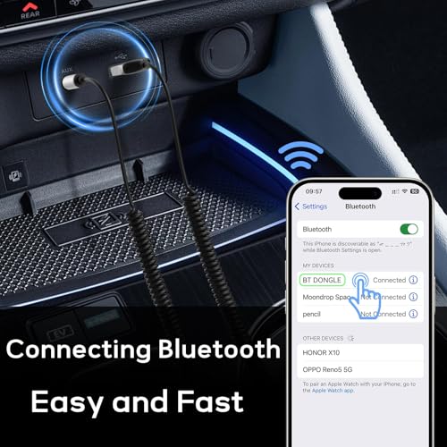 Meliya Aux to Bluetooth 5.3 Adapter for Car, USB 2.0 to 3.5mm Bluetooth Receiver Jack Kit with Built-in Microphone Aux Input for Hands-Free Calls, Car Speaker, Home Audio, Music Streaming