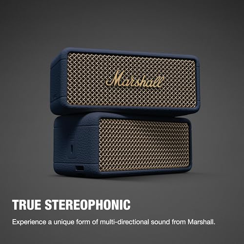 Marshall Emberton III Portable Bluetooth Speaker - Rugged Waterproof/Dust-Proof Design | Loud Stereo Sound, Deep Bass | Compact and Wireless for Travel and Outdoors - Midnight Blue - color: Blue