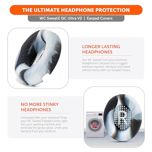 WC SweatZ QC Ultra - Patented Covers for Bose QuietComfort Ultra Gen 1 & 2 | Made by Wicked Cushions | Made with Premium Silicone, Sweatproof & Washable | Marble - color: Marble