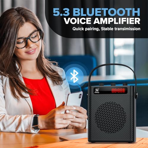 Voice Amplifier Wireless Microphone/Handheld Mic with 4 Sound Effects S95 | Rechargeable Portable Microphone and Speaker Set Wireless karaoke System, Personal Sound Amplifier for Teachers Speaking