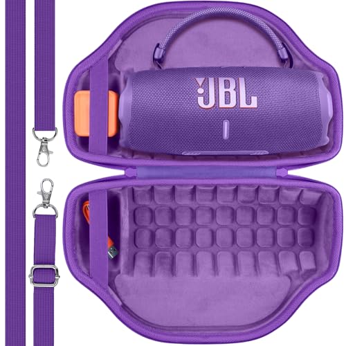 co2CREA Case for JBL Charge 6 Portable Bluetooth Speaker, Purple | High-Density Foam Padding, Reinforced Handle, Detachable Shoulder Strap, Compact Lightweight Design, Dust Protection - color: Purple Case