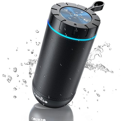 comiso Bluetooth Speaker, IP65 Waterproof, 24H Play, TWS, 360° HD Stereo | 360° immersive stereo sound with punchy bass; IP65 waterproof design; TWS pairing; 24-hour battery for home, camping, beach. - color: Black, style: Classic