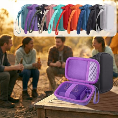 for JBL Go 5/4/3 Ultra Portable Speaker Hard Travel Case, Purple | Protective Storage Bag with Mesh Pocket & Hand Strap, Shockproof EVA Carrying Box, Soft Lining - color: Purple Case