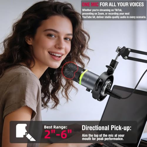 Gaming Microphone Set, USB/XLR Dynamic PC Mic for Streaming, Podcast