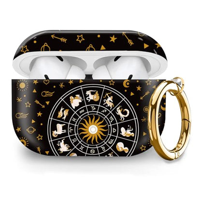 Cute Hard Case Compatible with AirPods Pro 2nd/1st Generation, Protective Cover with Golden Keychain, Fits 2023/2022/2019 Models, for Women, Girls, and Men(Cute Horoscope - color: Cute Horoscope