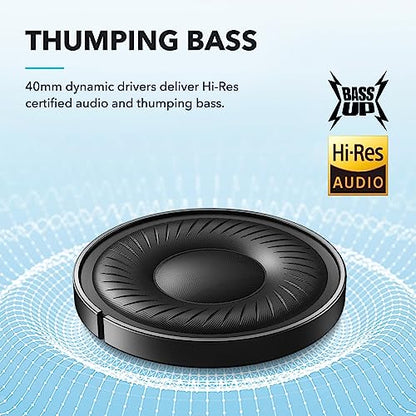Soundcore by Anker Q20i Hybrid Active Noise Cancelling Headphones, Renewed | Over-Ear, Bluetooth, 40H ANC Playtime, Hi-Res, Big Bass, Transparency Mode, Customize via App, Travel, Home, Office - color: BLACK