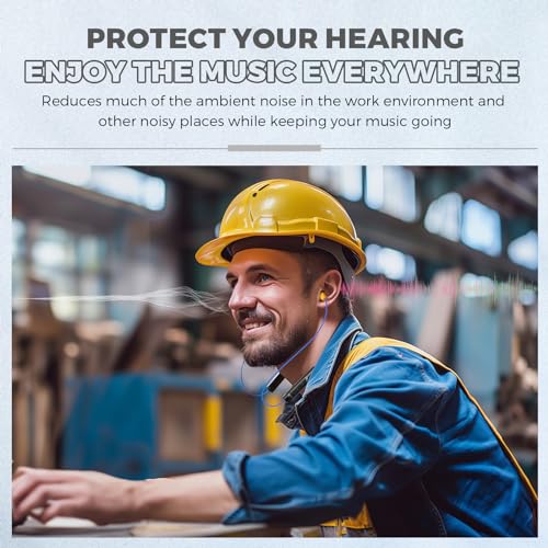 MIPEACE Bluetooth Earplug Headphones, Neckband Wireless Earbuds earplugs-29db Noise Reduction isolating in-Ear earplug Earphones and Controls,IPX6 sweatproof,20+Hour Battery(Blue) - color: Blue