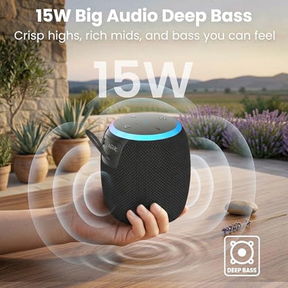 GEARit 15W Bluetooth Speaker, IPX6 Waterproof, RGB Lights, Beach & Travel | 10-Hour Battery, USB-C Charging, Bluetooth 5.3, TWS Stereo — Beach, Shower, Travel & Office, Hands-Free Calls - size: Portable - 16W
