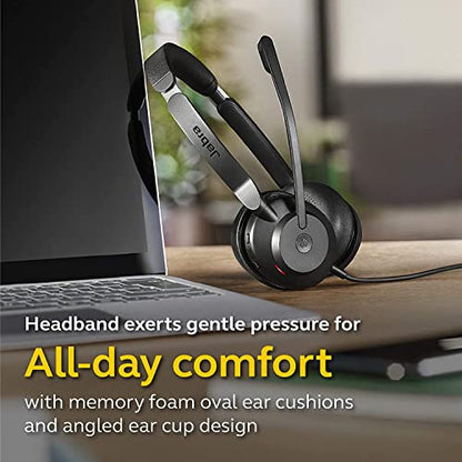 Jabra Evolve2 30 UC Wired Headset, USB-A, Stereo, Black – Lightweight, Portable Telephone Headset with 2 Built-in Microphones – Work Headset with Superior Audio and Reliable Comfort - size: Unified Communications, style: Stereo (USB-A)