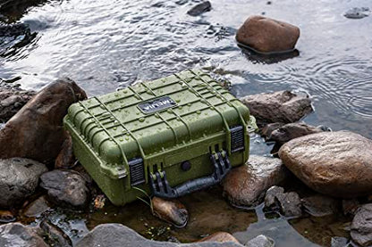 MEIJIA All Weather IP67 Waterproof Hard Camera Case,Hard Protective Case,Hard Case with Customizable Foam,Fit Use of Drones,Camera,Equipments,Pistols(Green,15.98x12.99x6.85inches) - color: Green, size: 15.98x12.99x6.85inches
