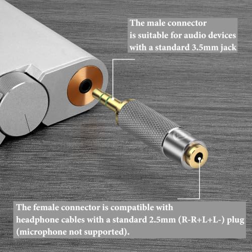 GEEKRIA 3.5mm Stereo Male to 2.5mm Balanced Female Adapter, Use 2.5mm Balanced Headphone Cable with 3.5mm Stereo Audio Output, No Microphone Support