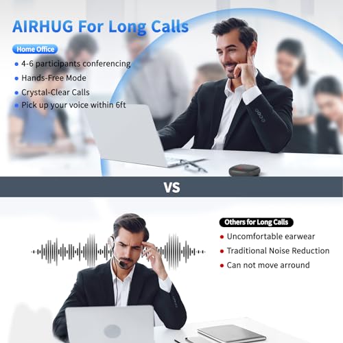 AIRHUG Conference Speaker and Microphone, Bluetooth & USB Speakerphone | 360° Voice Pickup, Advanced Noise Reduction & Echo Cancellation, USB-C Plug & Play, Compatible with Zoom & MS Teams
