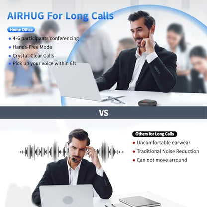 AIRHUG Conference Speaker and Microphone, Bluetooth & USB Speakerphone | 360° Voice Pickup, Advanced Noise Reduction & Echo Cancellation, USB-C Plug & Play, Compatible with Zoom & MS Teams