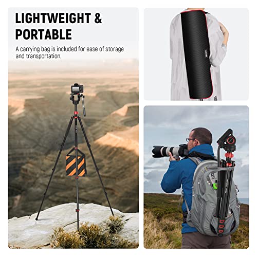 NEEWER 72" Fluid Head Video Tripod Monopod, Aluminum Alloy QR Plate Compatible with DJI RS Gimbal, 360° Pan & +90°/-70° Tilt for DSLR Camera Camcorder, Max Load 13.2lb/6kg, TP72A - style: TP72A