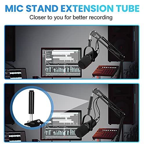 YOUSHARES Mic Stand Extension, 5/8" Female to 5/8" Male Microphone Extension Tube for Desk Stands(3.15 in) - color: 02_Blue