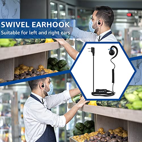 Retevis Swivel Walkie Talkie Earpiece with Mic, for RT22/RT68/RT21/H777 | Coil Tube, C-Shape Earhook, Compatible with Baofeng, Kenwood, Pxton 2 Way Radio, Two Way Radio Earpiece(10 Pack) - style: C-Shape Earhook and Coil Tube