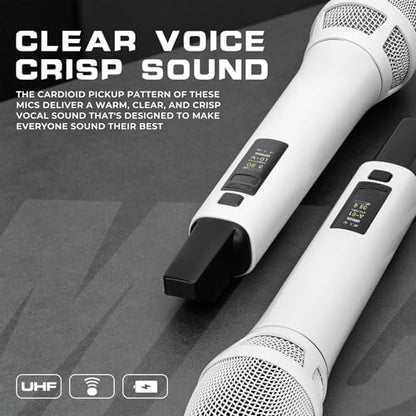 MSS2 Professional Wireless Microphone System, Auto Scan | Dual Antenna Diversity Transmission, 300ft Range, Dynamic Microphones for Karaoke Singing, DJ, Church, Party, Wedding