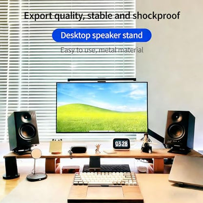 Desk Speaker Stands for Most Bookshelf Speakers, 22 lbs Capacity | ﻿ 1 Pair, 16° Tilt Angle, Anti Vibration Pads, Compact, Aluminum Alloy, Desktop Speaker Riser, Black
