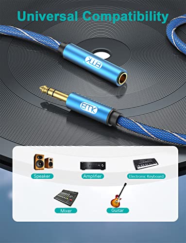 EMK 1/4 inch Extension Cable, 6.35mm 1/4" inch Male to Female Stereo Headphone Guitar Extension Cable Cord, Gold Plated Quarter inch Headphone Extension Cable (1FT/0.3M)
