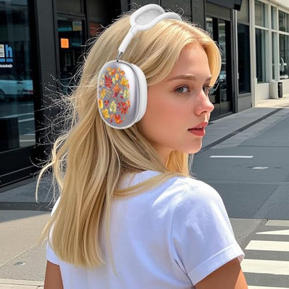 for AirPods Max Headphones Fall Leaf Ear Covers for AirPods Max 2 | Cute Leaves Clear Ear Cups Cover | White Silicone Ear Pad Case Headband Cover for Apple AirPods Max 2/1 (2026/2024/2020) - color: Fall Leaves/White
