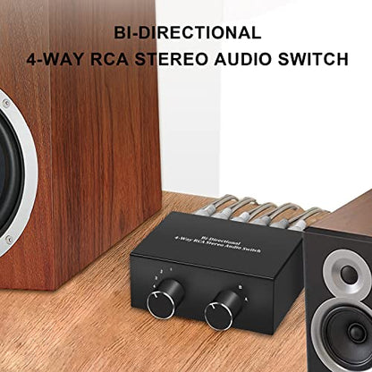 4-Way Stereo Audio Switcher, Bi-Directional Audio Selector Box for Blu-ray Players or DVD Players Active Speakers (2In-4Out/4In-2Out) - style: 2In-4Out/ 4In-2Out Stereo Audio Switcher