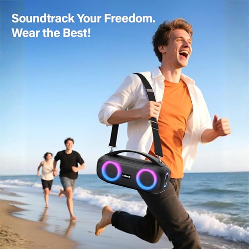 Fisher Portable Bluetooth Speaker, IPX5 Waterproof Speaker, 60W Peak Power