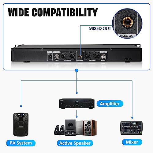 Wireless Microphone System 4 Channel UHF 4 Lavalier Lapel Headset Mics for Karaoke Church Speaking Conference Meeting Party, 4x25 Adjustable Frequency (4 Bodypack) - size: 4 Bodypack