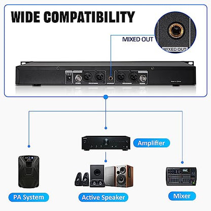 Wireless Microphone System 4 Channel UHF 4 Lavalier Lapel Headset Mics for Karaoke Church Speaking Conference Meeting Party, 4x25 Adjustable Frequency (4 Bodypack) - size: 4 Bodypack