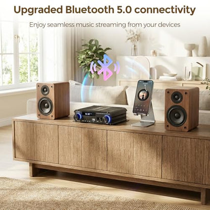 Romicta 2.1 Channel Stereo Audio Amplifier, 300Wx2+360W Home Audio Stereo Receiver Bluetooth 5.0 with USB/AUX, Remote, Bass Treble & Sub Control, for Active/Passive Subwoofer & Speaker