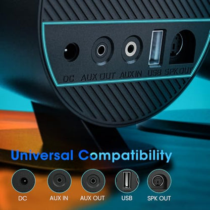 Computer Speakers, LITTOAK Bluetooth PC Speakers, AC Powered Gaming Speaker with 3 EQ Modes, Stereo Speakers with 6 RGB Modes, Aux in, Headphone, USB port Speaker for Laptop/Desktop/TV, 2*15W, 2.0 CH