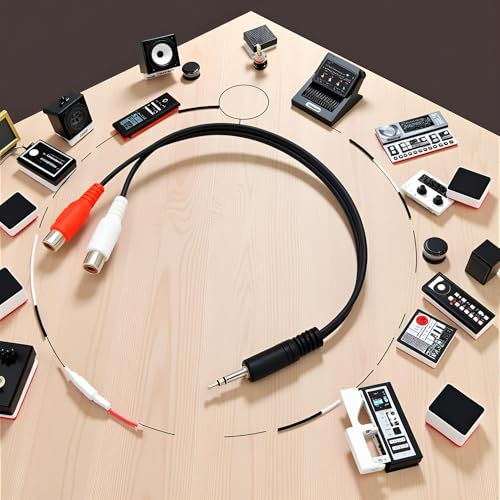 Black 3.5 mm to Dual RCA Audio Cable 1x Male to 2X RCA Female 1/8 Stereo Mini Jack Adapter Audio Plated Copper Shell Stereo Audio Adapter Cable, RCA Cables