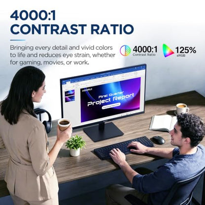 KOORUI 24 inch Computer Monitor, 144Hz FHD VA for Study, Work & Play | Adaptive Sync, 4000:1 Contrast Ratio, 125% sRGB, TÜV Eye Care, HDMI/VGA, VESA & Tilt for Study, Home Office and Play - size: 24.1