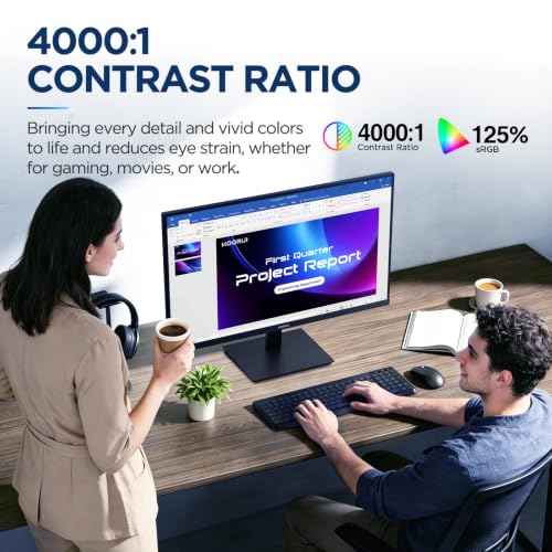 KOORUI 27-inch Computer Monitor, 144Hz FHD VA for Work, Stream & Play | Adaptive Sync, HDR10, 4000:1 Contrast Ratio, 125% sRGB, TÜV Eye Care, HDMI/VGA, VESA Mount and Tilt for Daily Use - size: 27.1
