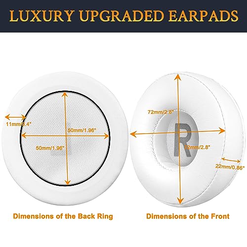 SOULWIT Earpads Replacement for JBL Tune 450BT/Tune 460BT/Tune 500BT/Tune 510BT/Tune 520BT/Tune 530BT/JR 300BT/JR 310BT/E40BT/Junior 320BT, Ear Pads Cushions with Soft Protein Leather - White - color: White