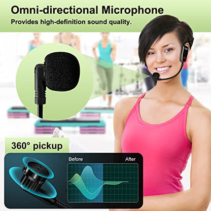 Wireless Microphone Headset,UHF Head Mic Speaker System for Fitness | USB-C Charging, Headset Microphones for Voice Amplifier Speaker, with LED Digital Display, for Teaching Instructor Tour Guide