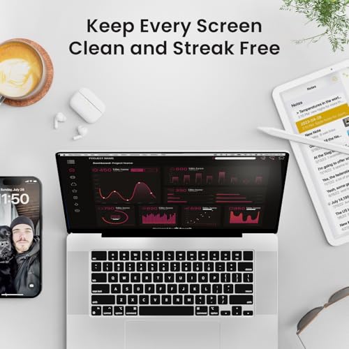 Electronic Wipes Streak-Free Screen Cleaner, TV Screen Cleaner for Smart TV, Screen Wipes Computer Cleaner, TV Cleaner for Electronics: Laptop, Car Phone, iPad | Microfiber Cloth Included [160 Wipes] - size: 40 Count (Pack of 4)