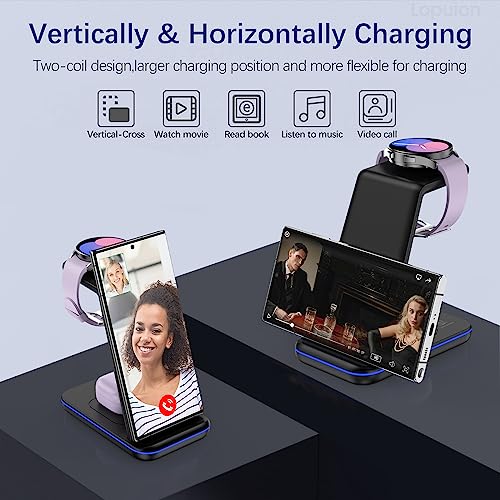 Wireless Charging Station for Samsung/Android, Fast Wireless Watch Charger Station Compatible for Samsung Galaxy S26 Ultra/S25/S24+/Z Flip 7/6 Fold 7/6, Watch8/7/Pro/Active 2 Galaxy Buds3/2 Pro(Black) - color: Black