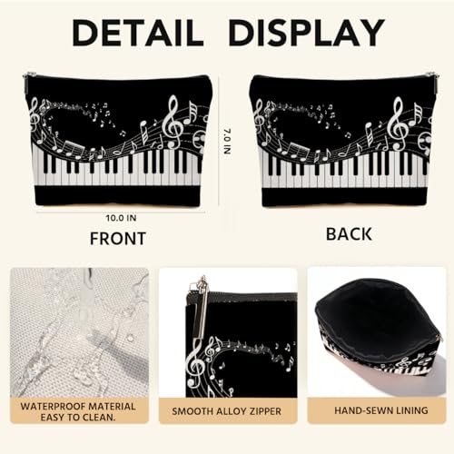 JIUWEIHU Piano Keys Makeup Bag, Musical Cosmetic Bags Travel Organizer Bag | Zipper Pouch, Christmas Birthday Gifts for Pianist Music Lover Women Friend Colleague Sister - color: Multicolor 0063