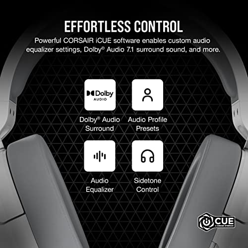 Corsair HS55 Surround v2 Multiplatform Gaming Headset – Dolby Atmos – Lightweight – Memory-Foam Leatherette – Omni-Directional Microphone – PC, Mac, PS5/PS4, Xbox Series X|S, Switch, Mobile – White