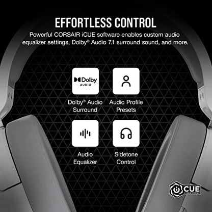 Corsair HS55 Surround v2 Multiplatform Gaming Headset – Dolby Atmos – Lightweight – Memory-Foam Leatherette – Omni-Directional Microphone – PC, Mac, PS5/PS4, Xbox Series X|S, Switch, Mobile – White